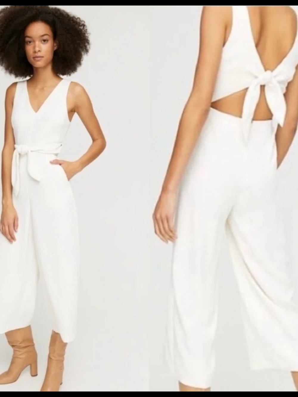 Wilfred Sleeveless White Tie-Back Jumpsuit